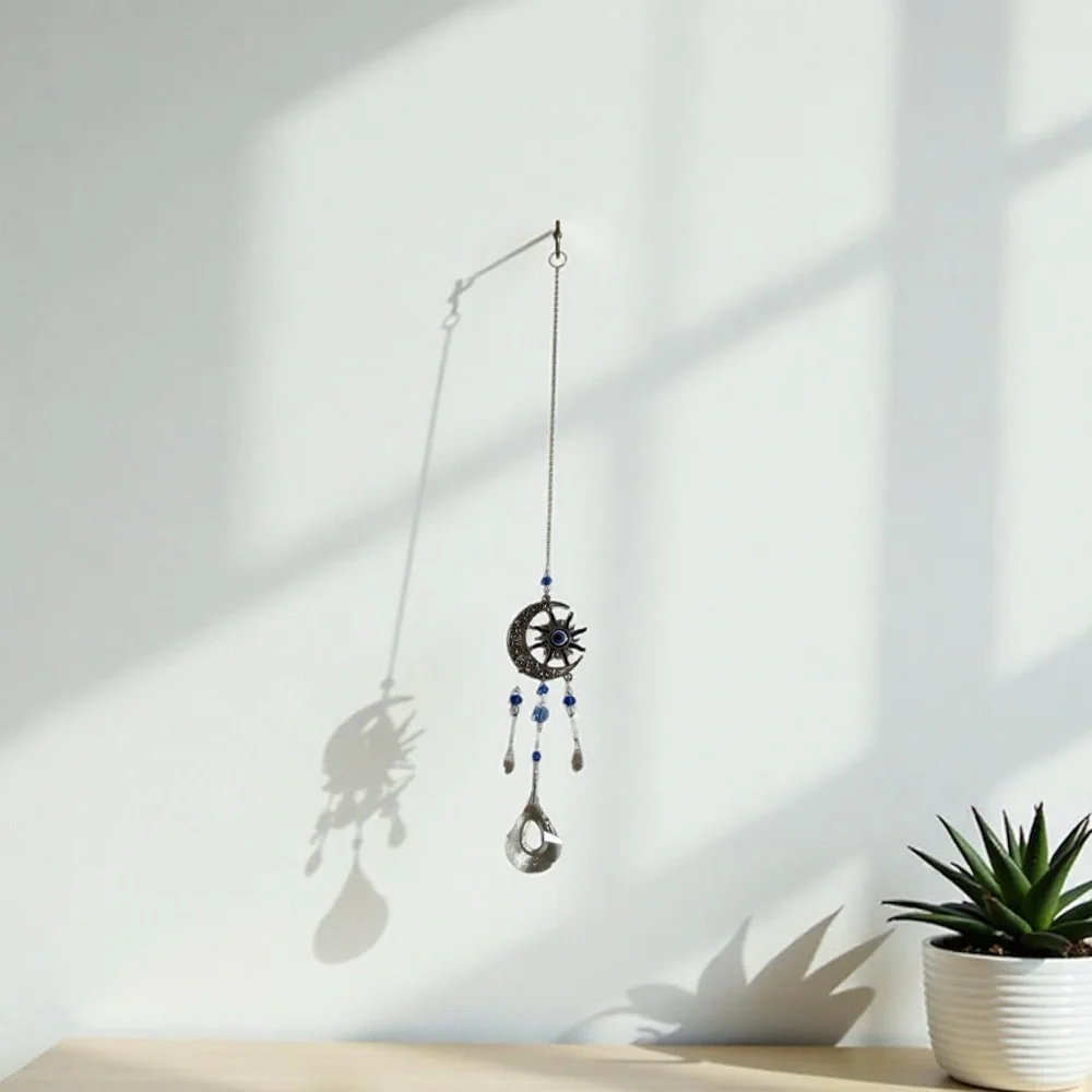 Silver and Blue Evil eye sun catcher Hanging Wall Decor
